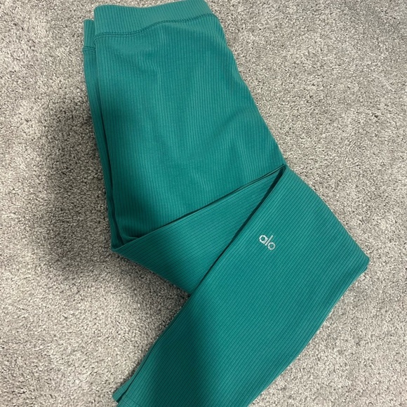 ALO Yoga Pants - Alo Teal Ribbed Leggings